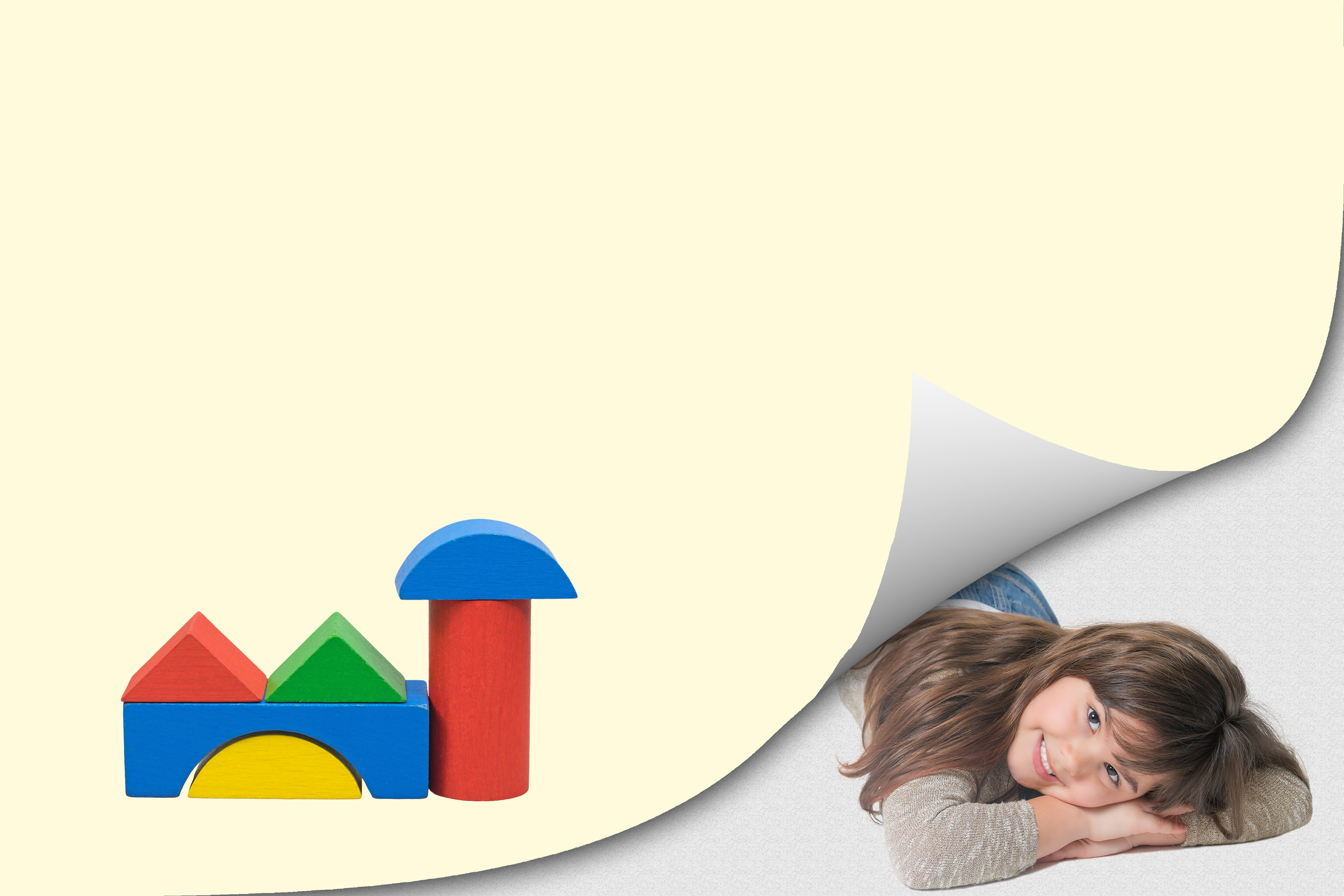 Construction game concept with smiling girl